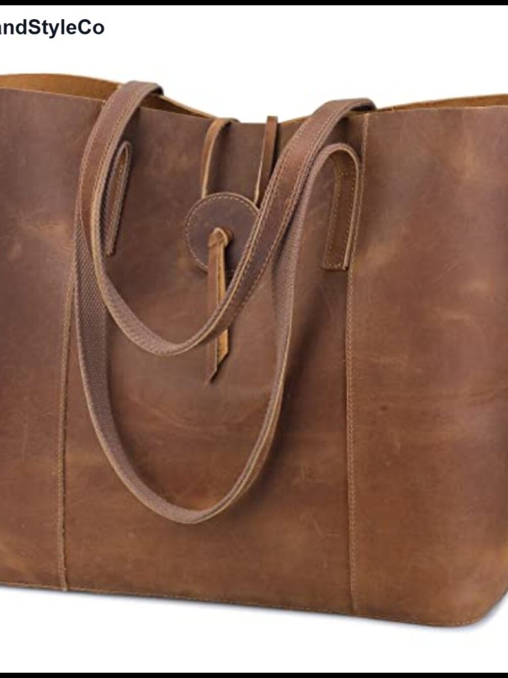 Genuine Crazy Horse Leather Tote Bag Large Shoulder Purse Fits 15in Laptop